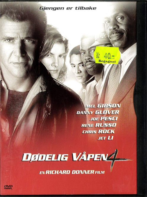 Huvudbild Dödligt vapen 4 (dvd) beg norsk